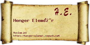 Henger Elemér névjegykártya